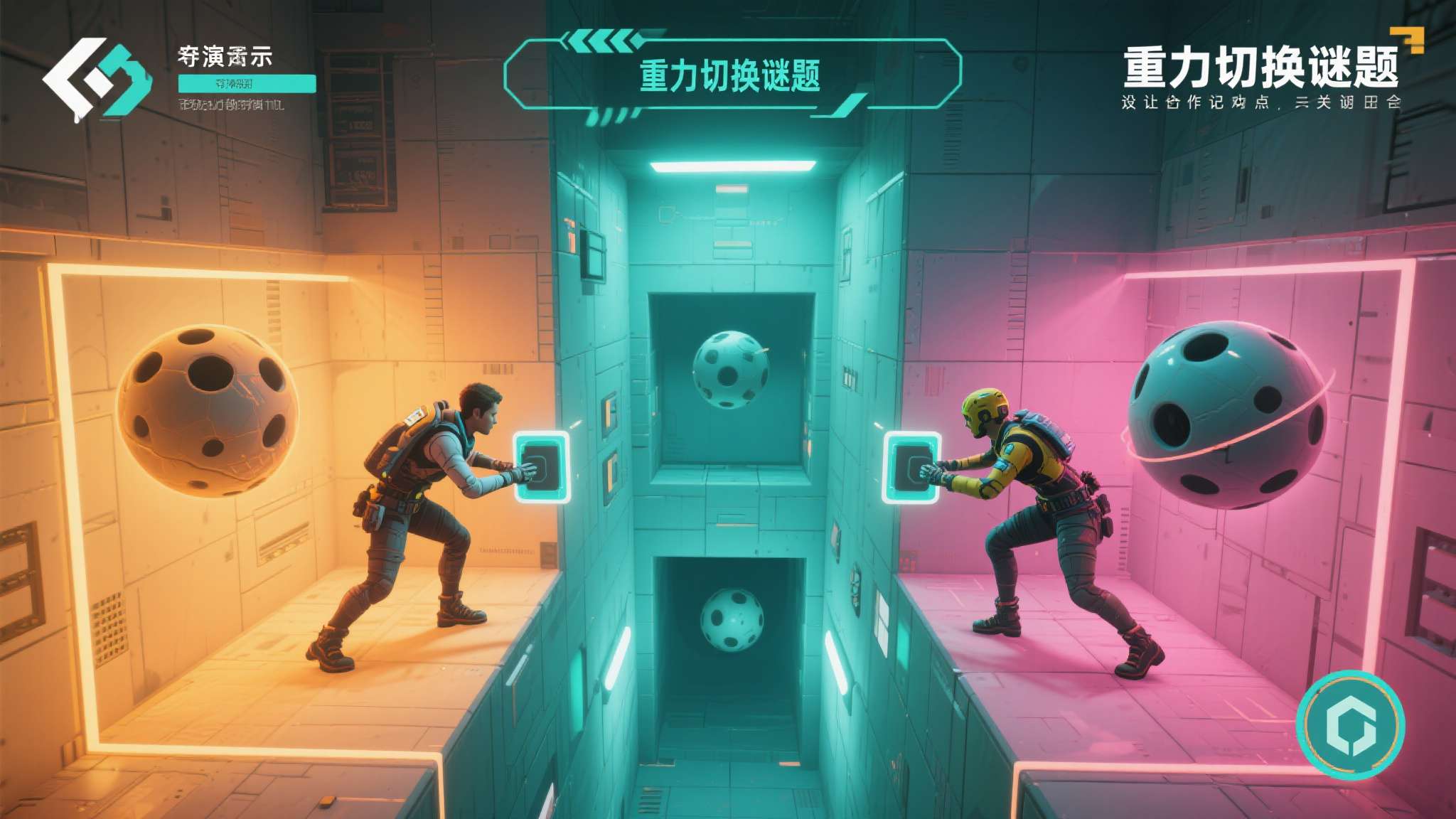 准备好出发了吗?快来和你的搭档一起收看《轨道双子星》的全新实机演示 关卡设计颇具创意:以演示中出现的"重力切换谜题"为例,两名玩家需要在不同重力区域
